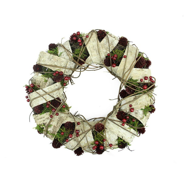 Rustic Wooden LED Twig & Pine Cone Hanging Star Christmas Wreath Fall Decoration
